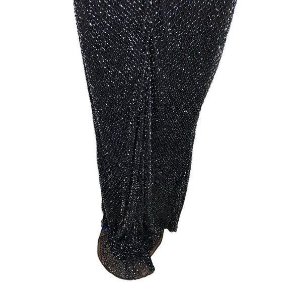 Mac‎ Duggal WMNS 2 black Gunmetal V Neck Beaded High Slit 1070 - Picture 8 of 12